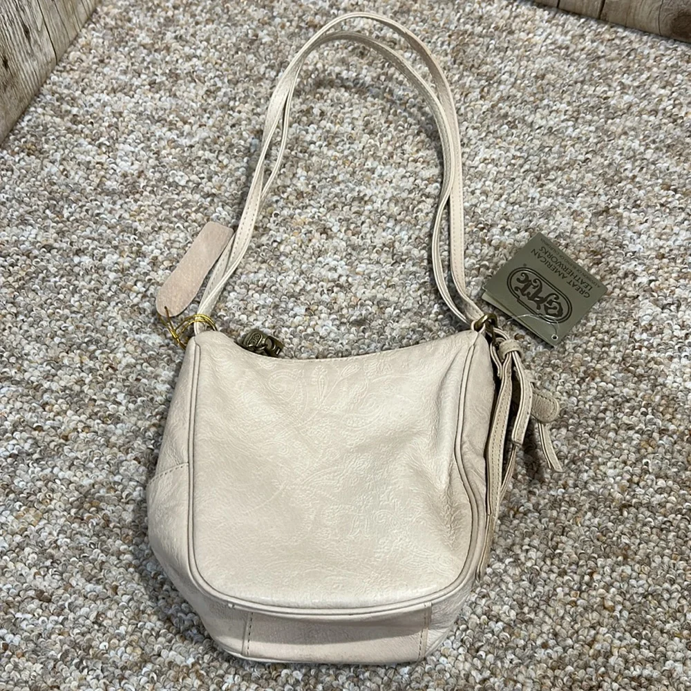 Great American Leatherworks leather mini shoulder bag NWT Paisley leather design - Picture 5 of 13